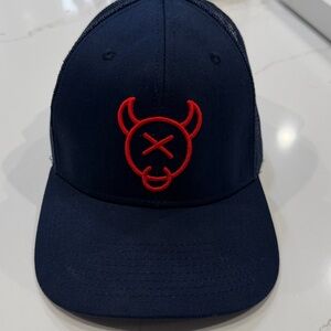Novelty Navy Blue Baseball Cap with Bull Embroidered Logo